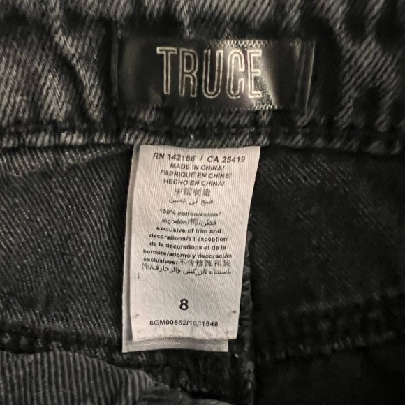 Truce / Nordstrom Sz 8 Girls Wide Leg Distressed Black Jean. - Picture 3 of 3